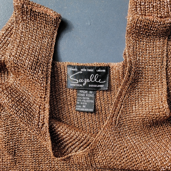 Vintage Rose Gold Knit Tank Top by Suzelle - Picture 4 of 7